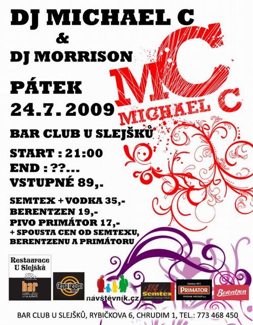 Plakát akce DJ Michael C & DJ Morrison