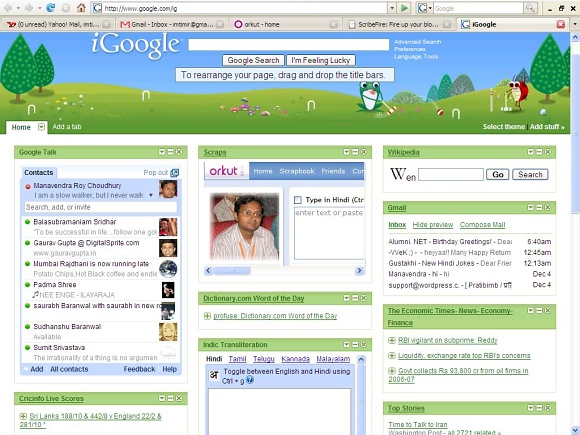 iGoogle - ukázka stránky