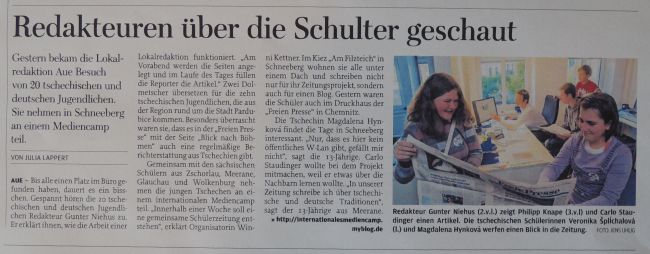 O návštěvě píší v Německu ve Freie Presse