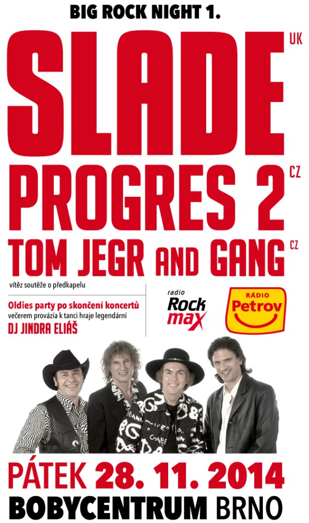 Před Slade a Progres 2 v Brně zahraje Tom Jegr and Gang