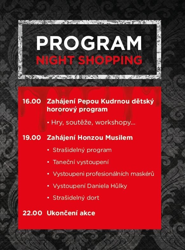 Night shopping v hororovém stylu v Paláci Pardubice