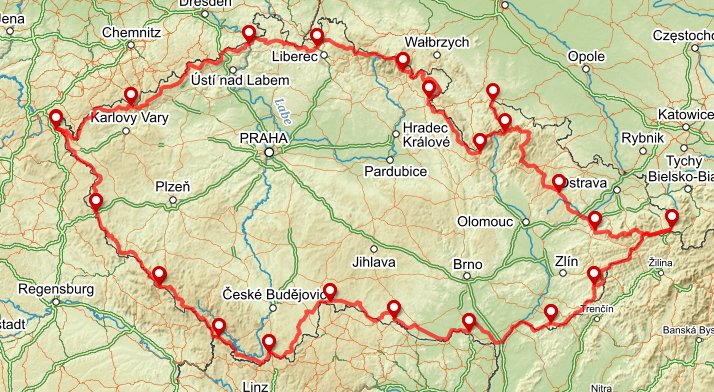 Stezka Českem - mapa